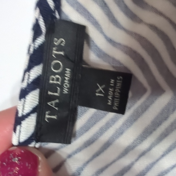 Talbots Womens Maxi Dress Chevron Stripe Stretch Navy Blue Cream Plus Size 1X - Picture 6 of 7